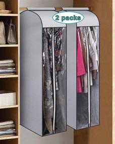 img 3 attached to 👗 MISSLO 54" Narrow Hanging Garment Bags for Well-Sealed Clothes Storage - Large Clear Window, 2 Zippers Opening (2 Packs, Rack not Included)