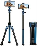 📷 momax aluminum camera tripods & monopods: 56" portable lightweight stand for dslr, mirrorless, gopro, smartphones - blue logo