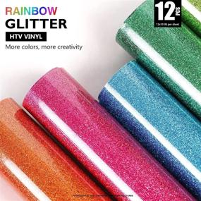 img 1 attached to 🌈 HTV Heat Transfer Vinyl Bundle - Glitter Rainbow Assortment, Heflashor 12PCS Halloween Glitter Adhesive Vinyl Sheets 12"x10" – Perfect for Graduation Clothes & Fabric, Easy to Cut & Press