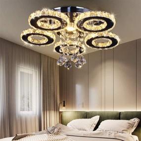 img 2 attached to 💡 TongLan Modern Crystal Ceiling Light: Stylish Flush Mount Pendant Chandelier with 5 Rings of Round LED Lighting for Warm White Ambiance in Living Room, Dining Room, Bedroom, and Kitchen