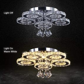 img 3 attached to 💡 TongLan Modern Crystal Ceiling Light: Stylish Flush Mount Pendant Chandelier with 5 Rings of Round LED Lighting for Warm White Ambiance in Living Room, Dining Room, Bedroom, and Kitchen