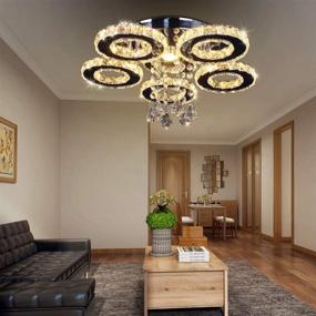 img 1 attached to 💡 TongLan Modern Crystal Ceiling Light: Stylish Flush Mount Pendant Chandelier with 5 Rings of Round LED Lighting for Warm White Ambiance in Living Room, Dining Room, Bedroom, and Kitchen