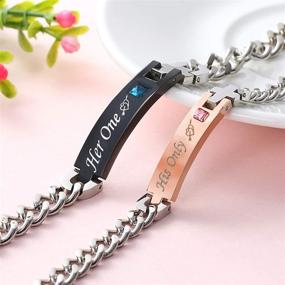 img 3 attached to 💑 RedRain His and Hers Matching Couple Bracelets: Stainless Steel Chains for Personalized Promise Jewelry - Set of 2 Adjustable Accessories