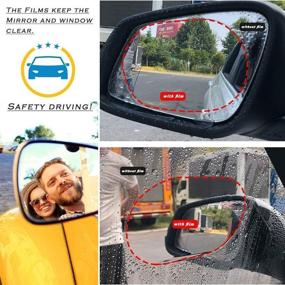 img 3 attached to 🔆 Эмоли 4 шт. HD прозрачная влагостойкая пленка для автомобильных задних видо-зеркал и боковых окон - антиблик, антизапотевание, водонепроницаемая пленка для безопасного вождения