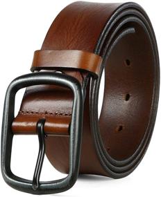 img 4 attached to Cow Leather Belt Jeans Coffee Men's Accessories for Belts