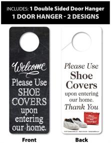 img 3 attached to 👞 Black Foldable Shoe Cover Organizer with Bonus Please Use Shoe Covers: Double-Sided Door Hanger