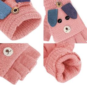 img 1 attached to 🧤 Convertible Fingerless Texting Gloves with Thermal Insulation and Flip Top Cover for Kids in Winter