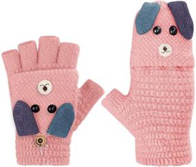 img 2 attached to 🧤 Convertible Fingerless Texting Gloves with Thermal Insulation and Flip Top Cover for Kids in Winter