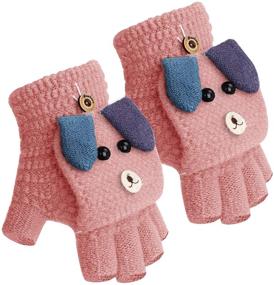 img 4 attached to 🧤 Convertible Fingerless Texting Gloves with Thermal Insulation and Flip Top Cover for Kids in Winter