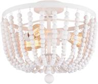 🔮 alice house al9031-s3: rustic white wood bead chandelier with 3 light semi flush mount – ideal for entryway, hallway, bedroom, dining room, stairway логотип