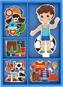 img 4 attached to 👗 Magnetic Wooden Dress Up Pretend Dolls & Accessories by Toysters: Enhance Imagination and Creativity!