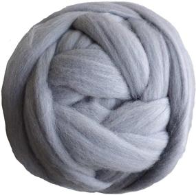 img 4 attached to 🧶 Giant Merino Wool Yarn: Chunky Arm Knitting Super Soft Wool - 7lbs Grey Bulky Roving for Knitting Blanket