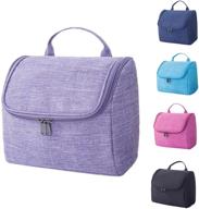 🔒 high-quality water-resistant hanging toiletry bag- light purple: women's travel cosmetic organizer with handle and sturdy hook logo