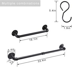 img 1 attached to 🛀 Industrial Pipe Towel Bar: 33.4 inch with 3 Hook, Wall Mount Black Bath Towel Rod - Rustic Farmhouse Towel Rack Holder for Bathroom