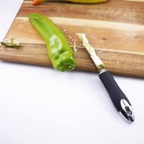 img 1 attached to 🌶️ Efficient Stainless Steel Jalapeno Chili Pepper Corer with Serrated Edge - Easily Remove Seeds from Zucchini, Cucumber, and Other Veggies & Fruits