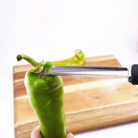 img 3 attached to 🌶️ Efficient Stainless Steel Jalapeno Chili Pepper Corer with Serrated Edge - Easily Remove Seeds from Zucchini, Cucumber, and Other Veggies & Fruits