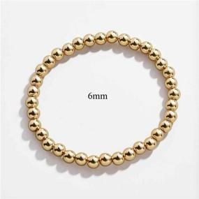 img 3 attached to 💎 Dainty Gold Plated Beads Stretchy Bracelet Set: Fashionable Paperclip Chain and Square Cuboid Stacking Balls Bracelets for Women, Girls, Men - Ideal Vacation Party Jewelry Gift