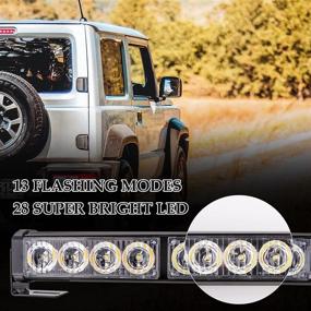img 1 attached to 🚨 SMALLFATW Emergency Strobe Light Bar: 32” Weatherproof, 28 LED, 13 Flashing Modes for Trucks, Amber & White