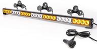 🚨 smallfatw emergency strobe light bar: 32” weatherproof, 28 led, 13 flashing modes for trucks, amber & white logo