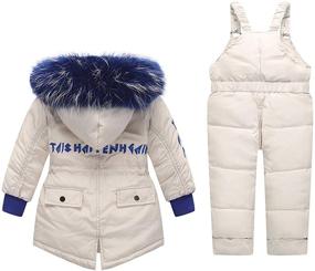 img 1 attached to 👶 Stylish REWANGOING Baby Girls Winter Warm Fur Trim Hooded Puffer Down Jacket Snowsuit + Snow Ski Bib Pants Set Outfits for Ultimate Protection and Style