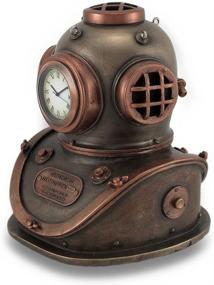 img 3 attached to 🕰️ Bronze and Copper Finish Mark V Dive Helmet Resin Desk Clock - 4 x 5 x 4.5 Inches in Copper