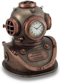 img 4 attached to 🕰️ Bronze and Copper Finish Mark V Dive Helmet Resin Desk Clock - 4 x 5 x 4.5 Inches in Copper