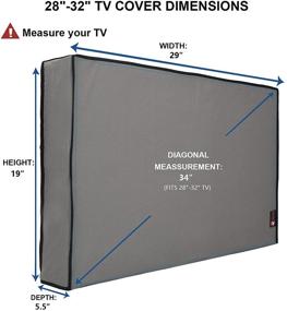 img 3 attached to 📺 Серый чехол для наружного плоского телевизора 32 дюйма - водонепроницаемый и прочный при любой погоде