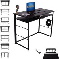 📚 32-inch portable folding computer desk with shelves, deformable industrial study table with bookshelf - keepmini, black logo