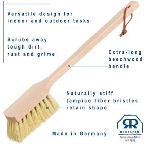 img 1 attached to Redecker Extra-Long Handle Wheel Brush, 17-1/2 inches, Beechwood and Durable Tampico Fiber, Made in Germany