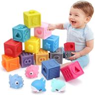 👶 ownone 1 baby soft blocks: 16pcs stacking building blocks, teething & squeezing toys for babies, cube blocks with numbers animals fruits - ideal soft toys for infants and toddlers aged 6-12 months logo