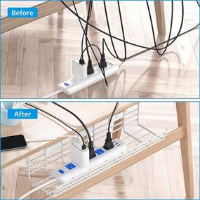 img 3 attached to Super Sturdy Under Desk Cable Management Tray 2 Pack - Efficient Wire Organizer | 🔌 Metal Cord Management Rack | 34in Cable Tray Basket | 2X L17x W4.1x H4.7in | White