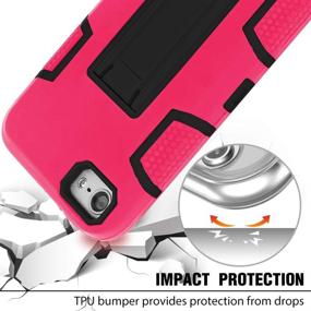 img 3 attached to ⚙️ iPod Touch 7th Generation Case with Kickstand - Heavy Duty Shockproof Rugged Cover for Apple iPod Touch 6th Generation (2019) - Rose, Anti-Scratch & Anti-Fingerprint Protection