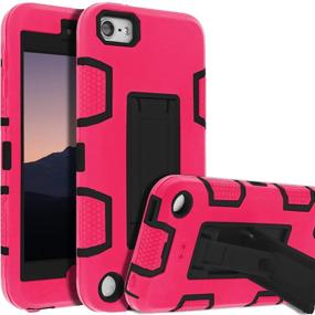 img 4 attached to ⚙️ iPod Touch 7th Generation Case with Kickstand - Heavy Duty Shockproof Rugged Cover for Apple iPod Touch 6th Generation (2019) - Rose, Anti-Scratch & Anti-Fingerprint Protection