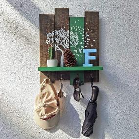 img 2 attached to 🔑 Wall Mounted Coffee Mug Holder with Keychain - Aesthetic Farmhouse Kitchen Decor | Storage Living Room Floating Shelf Organizer | Rustic Key Holder Office Rack Shelves | Wooden Decorative Hooks for Hanging Hats