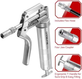 img 4 attached to 🔫 Professional Quality Carbyne Mini Pistol Grease Gun - Heavy Duty, 3000 PSI, with 12-inch Flex Hose and 4-inch Rigid Extension