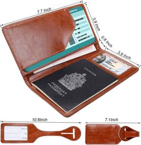 img 3 attached to XEYOU Дорожный кошелек Обложка для паспорта Мягкая кожаная обложка для паспорта с 2 одинаковыми багажными бирками и багажным ремнем