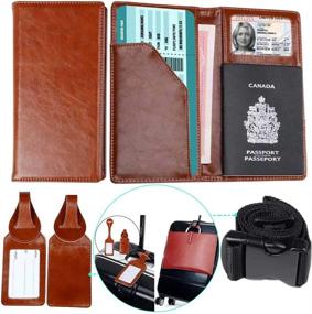 img 2 attached to XEYOU Дорожный кошелек Обложка для паспорта Мягкая кожаная обложка для паспорта с 2 одинаковыми багажными бирками и багажным ремнем
