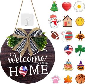 img 4 attached to 🍂 Versatile Fall Welcome Sign with Interchangeable Seasonal Ornaments for Front Door Decor"