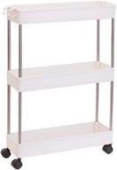 🛒 tapbull 3-tier slim storage cart: rolling shelving unit for narrow spaces in bathroom, kitchen, laundry room - plastic & stainless steel (white) logo