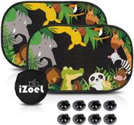 🦁 movinpe car sun shade for kids 2 pack static cling side window car 80gsm rear sunshades universal with 8 suction cups and storage bag - jungle animals sun glare and uv rays protection logo