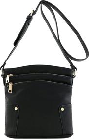 img 3 attached to Triple Pocket Medium Crossbody Black Women's Handbags & Wallets