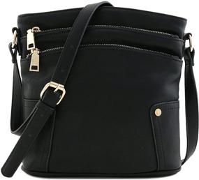 img 4 attached to Triple Pocket Medium Crossbody Black Women's Handbags & Wallets