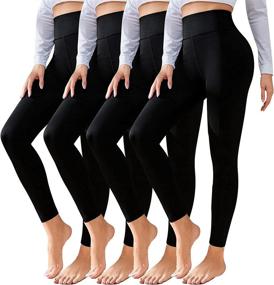 img 4 attached to CTHH 2 Pack High Waist Tummy Control 👖 Leggings for Women - Workout, Running, Black Yoga Pants