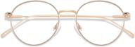andwood blue light blocking glasses for small-faced women and men, rose gold round metal frame, clear bluelight blocker for computer usage logo