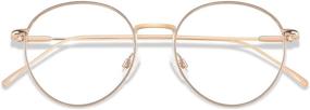 img 4 attached to ANDWOOD Blue Light Blocking Glasses for Small-Faced Women and Men, Rose Gold Round Metal Frame, Clear Bluelight Blocker for Computer Usage