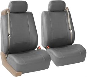 img 4 attached to FH Group PU309SOLIDGRAY102 Gray Front PU Leather Seat Cover