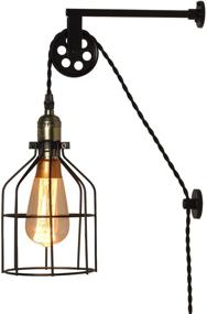 img 2 attached to 🕯️ Exquisite Antique Cage Hanging Wall Sconces: Adjustable Pulley Lamp for Bedroom, Kitchen, and Living Room – Modern Farmhouse Industrial Décor (No Bulb)