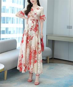 img 2 attached to DOVWOER Womens Floral Sleeve Dresses Women's Clothing and Dresses