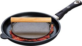 img 2 attached to 🥓 HIC Bacon Press and Steak Weight: Premium Cast Iron Tool with Wooden Handle for Perfectly Grilled Panini, Burgers, Bacon, and Sausage