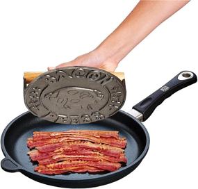 img 1 attached to 🥓 HIC Bacon Press and Steak Weight: Premium Cast Iron Tool with Wooden Handle for Perfectly Grilled Panini, Burgers, Bacon, and Sausage